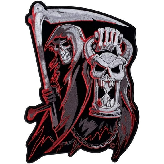 Countdown To Death Grim Reaper Hourglass Patch, X-Large Size