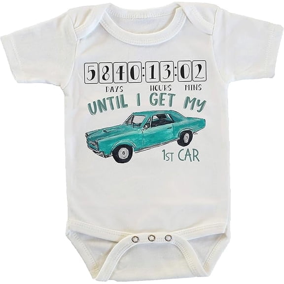 Countdown Until My First Car in Teal Classic Car Onesie/Bodysuit
