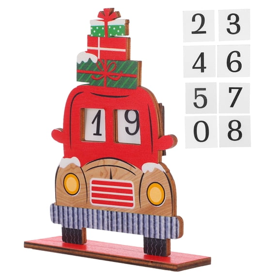 Wooden Block Advent Calendar Christmas Truck Countdown Sign Days Until Christmas Blocks Holiday Table Decor Xmas Countdown Calendar
