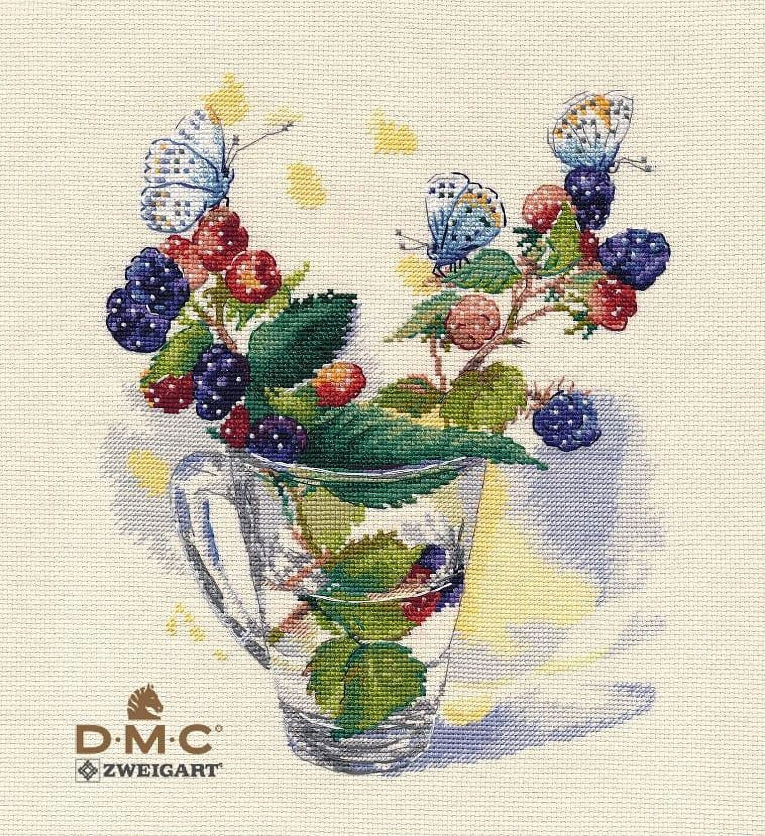 Counted Cross Stitch Kit August Bouquet 1359 Needlework Easy Flowers By Oven Green Blue Red Canvas Cotton