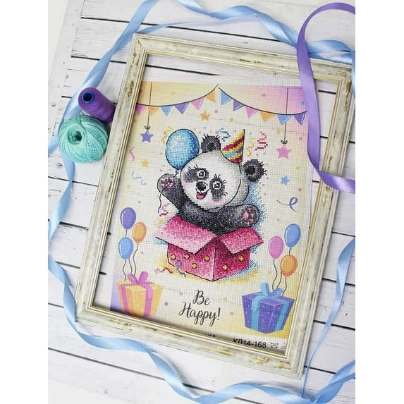 Counted Cross Stitch Kit Cartoon Panda SM-598 By MP Studia Needlework Easy Black White Animal