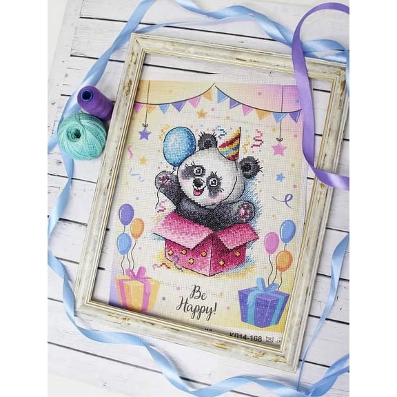 Counted Cross Stitch Kit Cartoon Panda SM-598 By MP Studia Needlework Easy Black White Animal