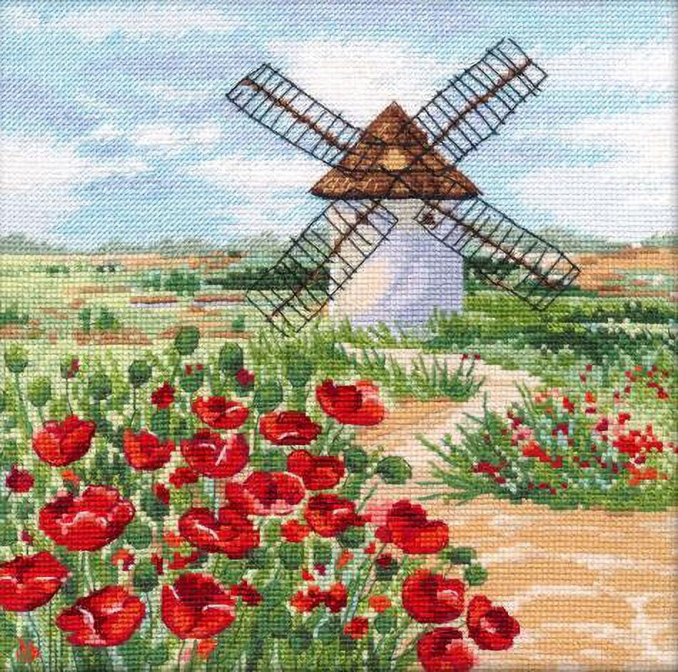 Counted Cross Stitch Kit Castilla-La Mancha 1157 Needlework Easy Green By Oven Flowers Red