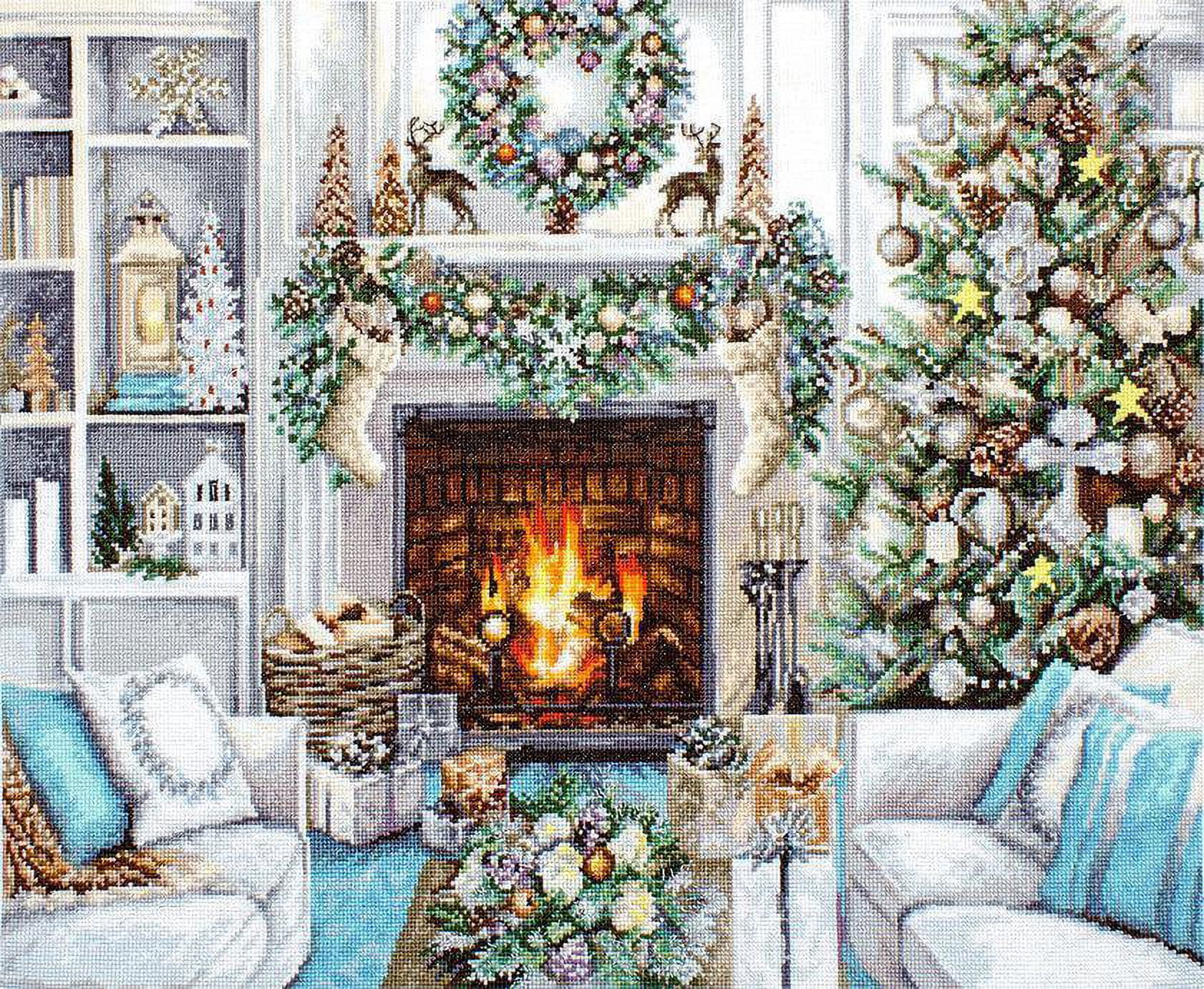 Counted Cross-Stitch Kit Christmas Interior B2394 Needlework Green Blue ...