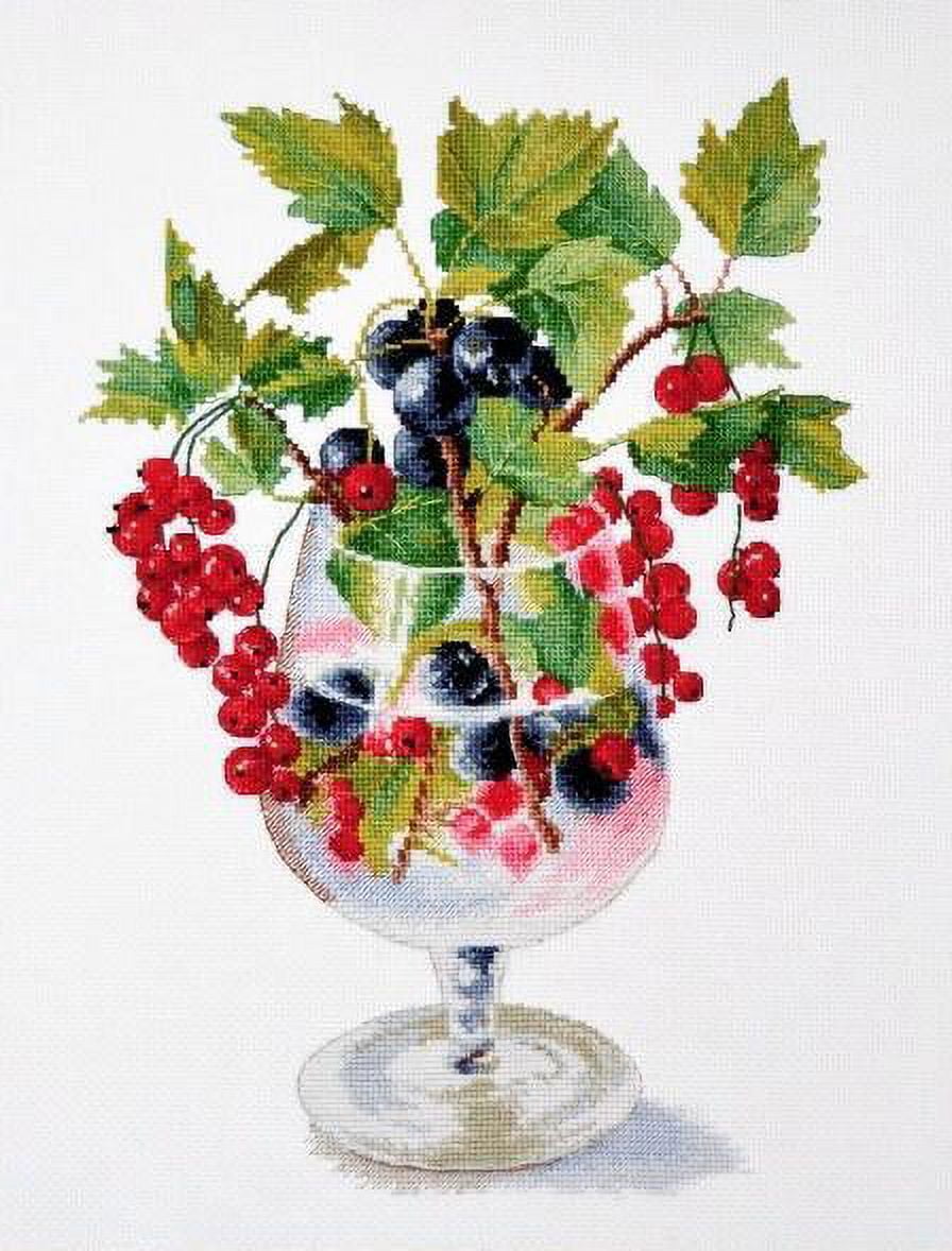 Counted Cross Stitch Kit Currant 882 Needlework Easy Nature Green Red Water By Oven Small Canvas Cotton