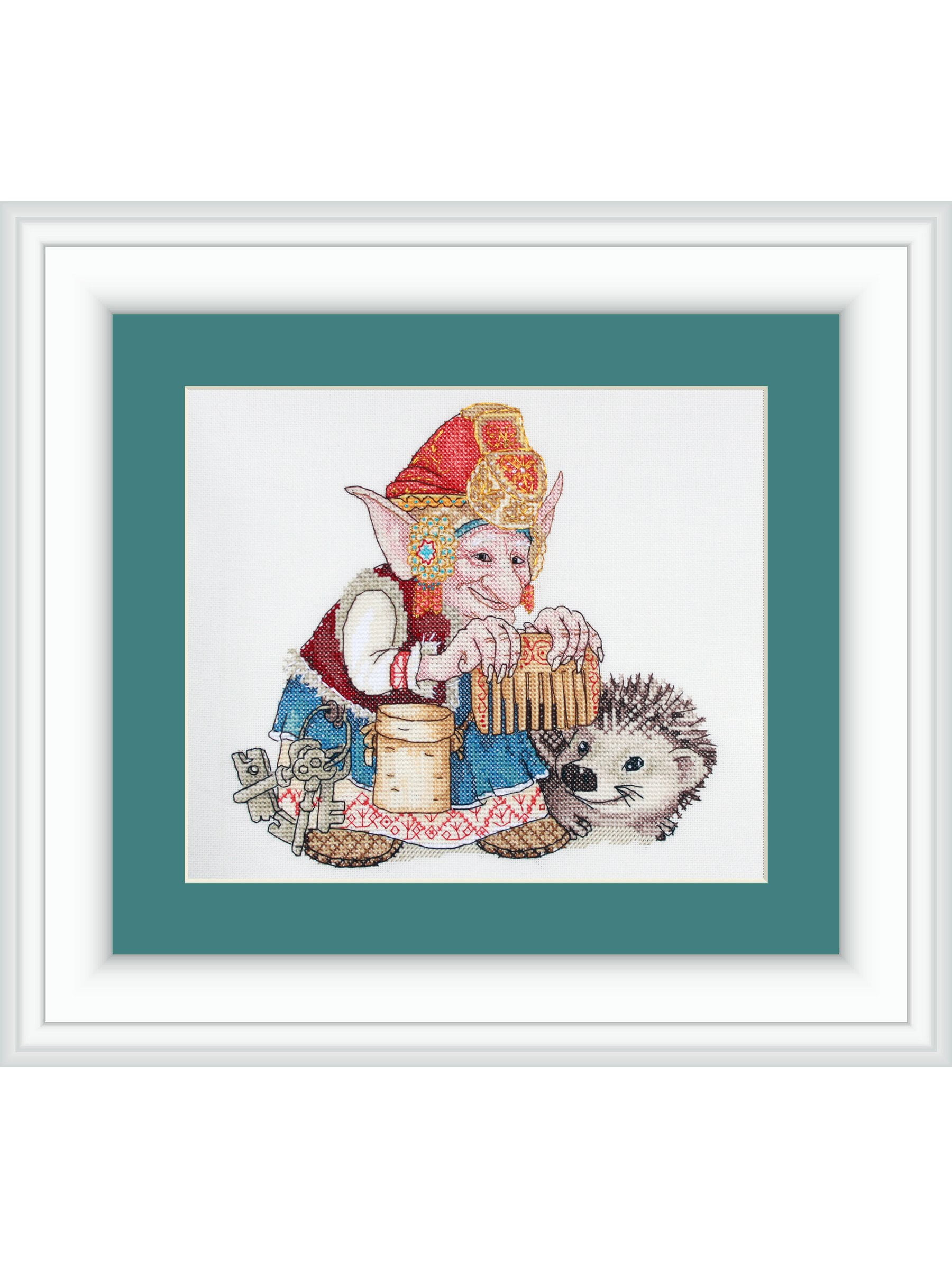 Counted Cross-Stitch Kit Elf With Hedgehog SP-04 Needlework Easy Small Red Fantasy Animal By NeoCraft