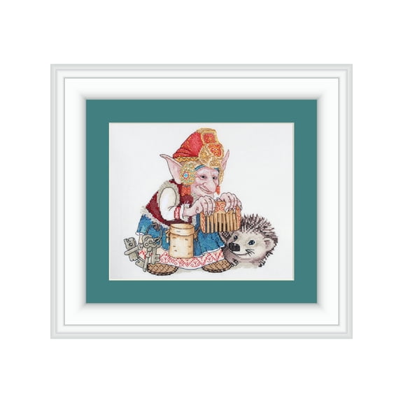 Counted Cross-Stitch Kit Elf With Hedgehog SP-04 Needlework Easy Small Red Fantasy Animal By NeoCraft