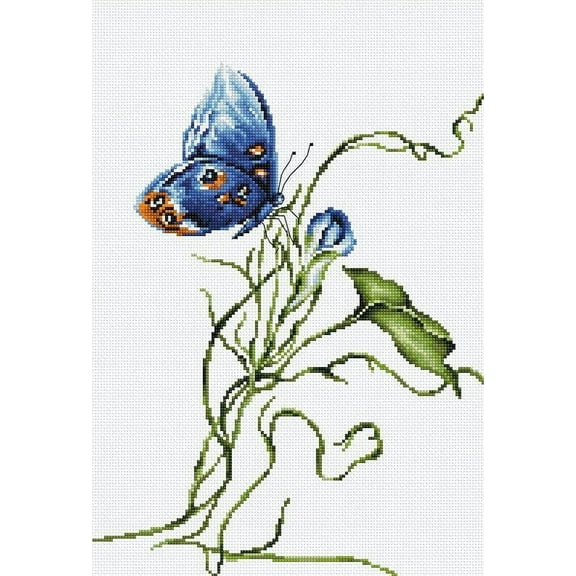 Counted Cross-Stitch Kit Emotion B2242L Needlework Easy Small Flower Green By Luca-S Butterfly Canvas