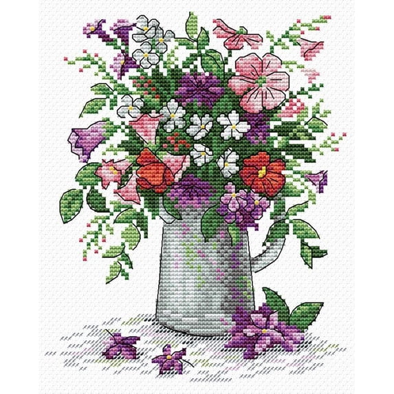 Counted Cross-Stitch Kit Flower Lightness SM-075 by MP Studia Red And Green