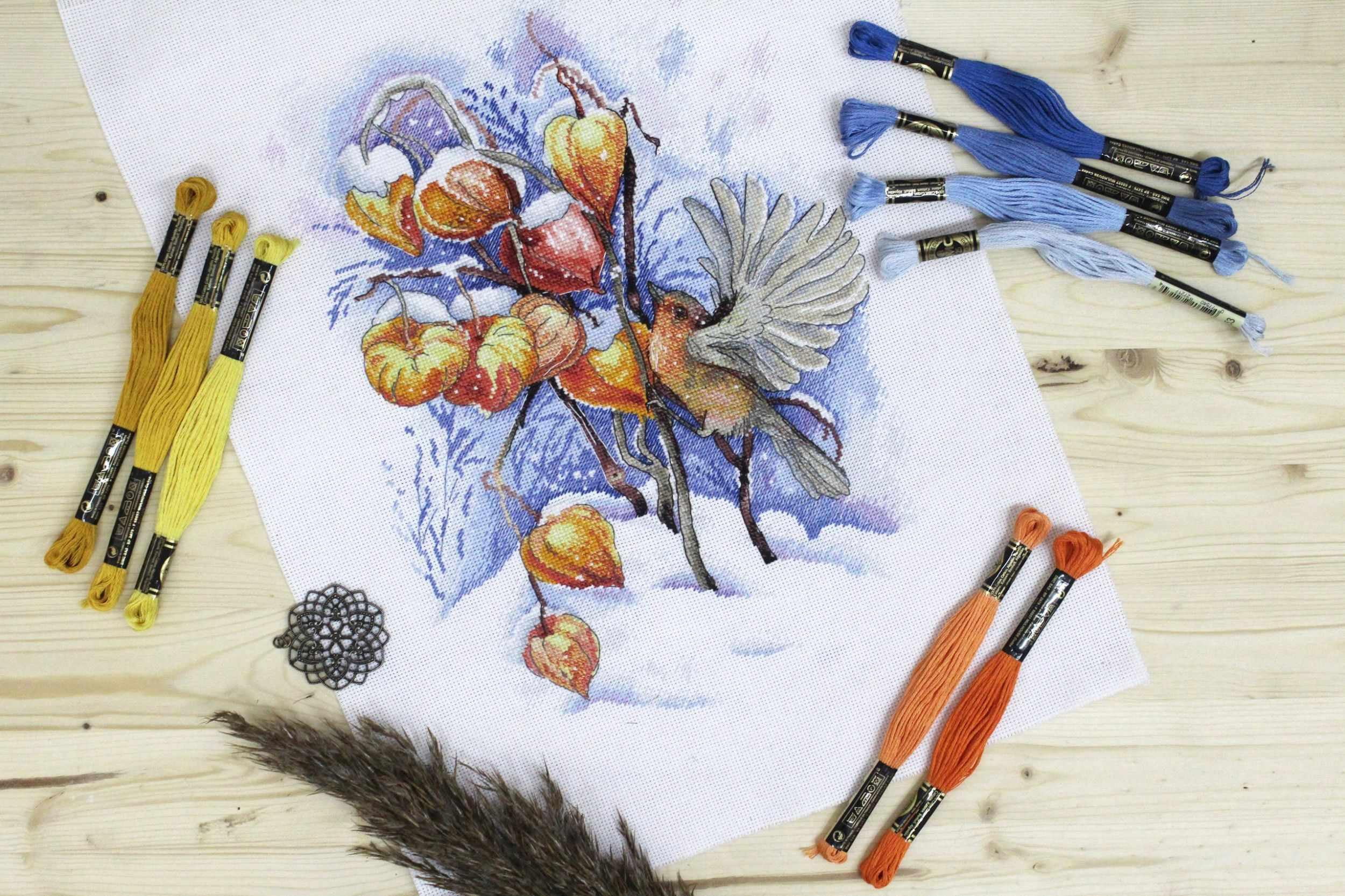 Counted Cross-Stitch Kit Flying Bird SNV-659 Needlework Nature Blue MP Studia