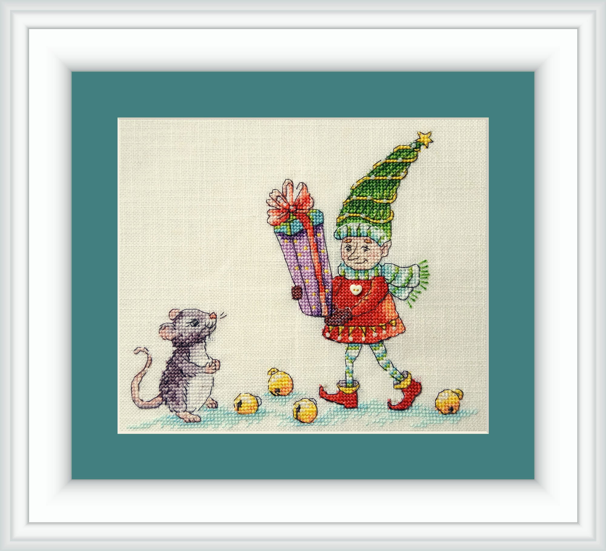Counted Cross-Stitch Kit Gift from the Mouse PR-23 Needlework Blue Canvas Cotton By NeoCraft
