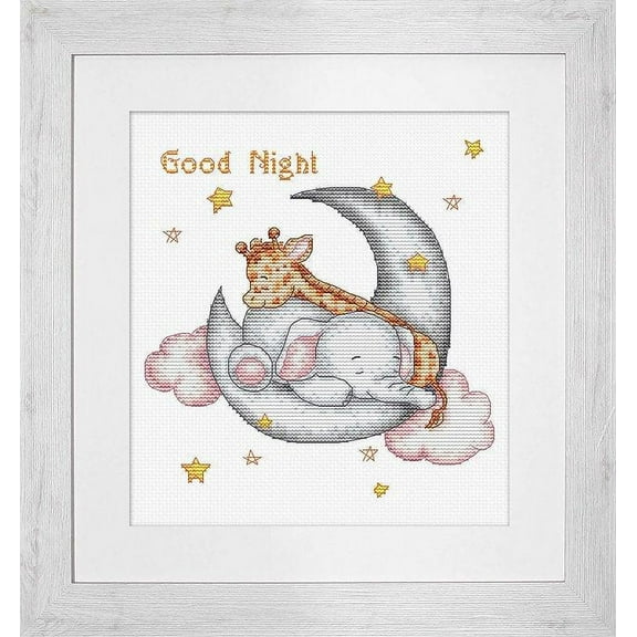 Counted Cross-Stitch Kit Good night B1192L Needlework Easy Small By Luca-S White Orange Canvas Cotton