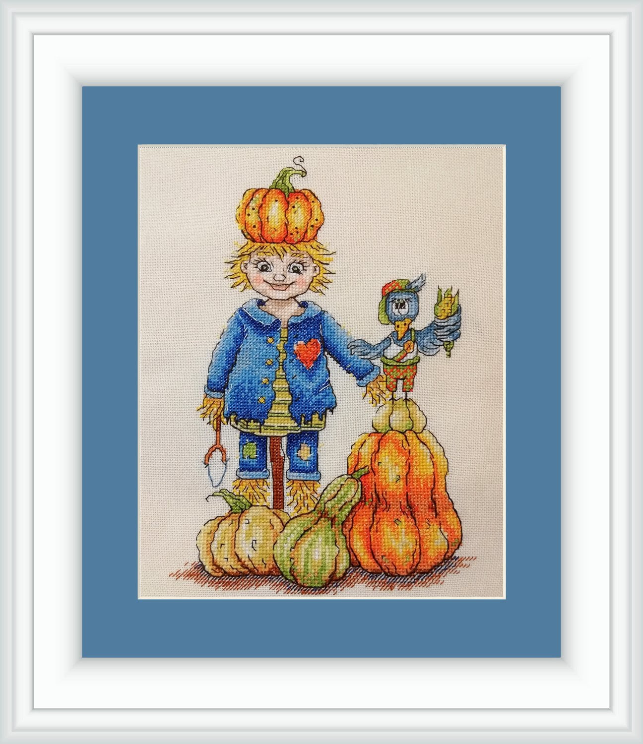 Counted Cross-Stitch Kit Guards Of Pumpkin SP-07 Needlework Easy Small Orange Blue By NeoCraft Canvas Cotton