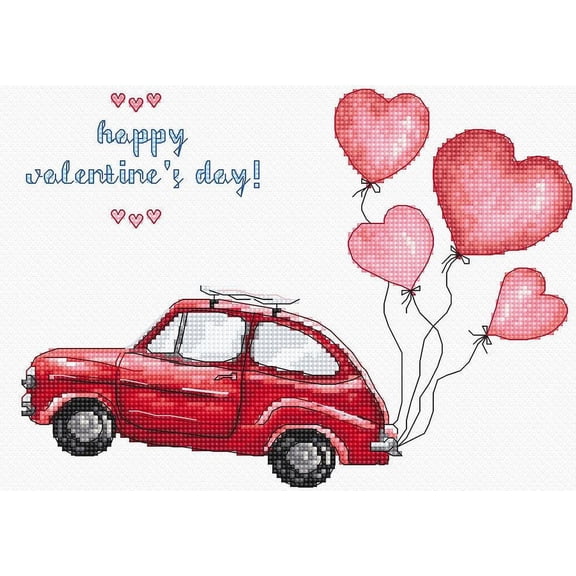 Counted Cross Stitch Kit Happy Valentines Day Leti983 Needlework Easy Small Red Pink Heart By LetiStitch Canvas Cotton