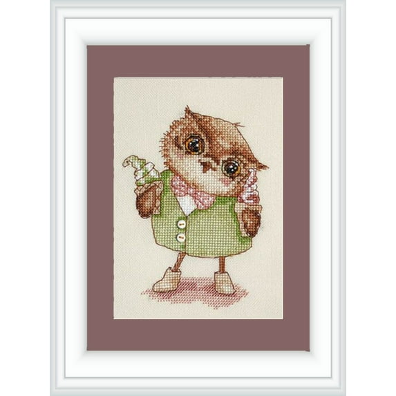 Counted Cross-Stitch Kit Ice Cream SV-10 Needlework Easy Small Brown Green Bird By NeoCraft Canvas Cotton