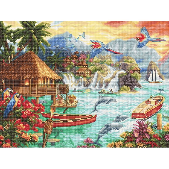 Wizardi Counted Cross Stitch Kit LetiStitch Island Life Leti925