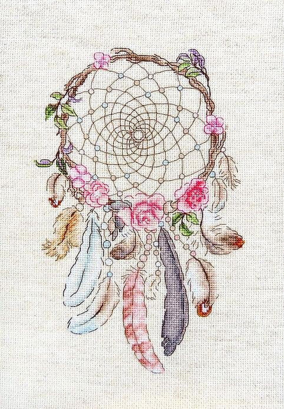 Counted Cross Stitch Kit Live Your Dreams Leti957 Needlework  Easy Small Beige Canvas Cotton By LetiStitch