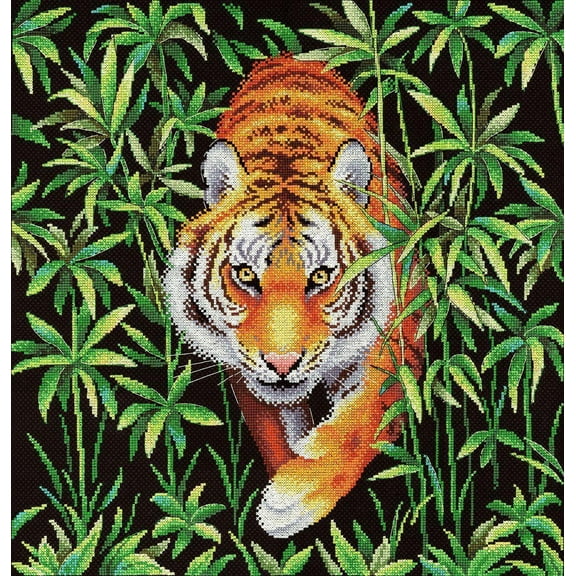 Counted Cross Stitch Kit Master of the Jungle HB-756 Needlework Nature Orange Animal By MP Studia Green