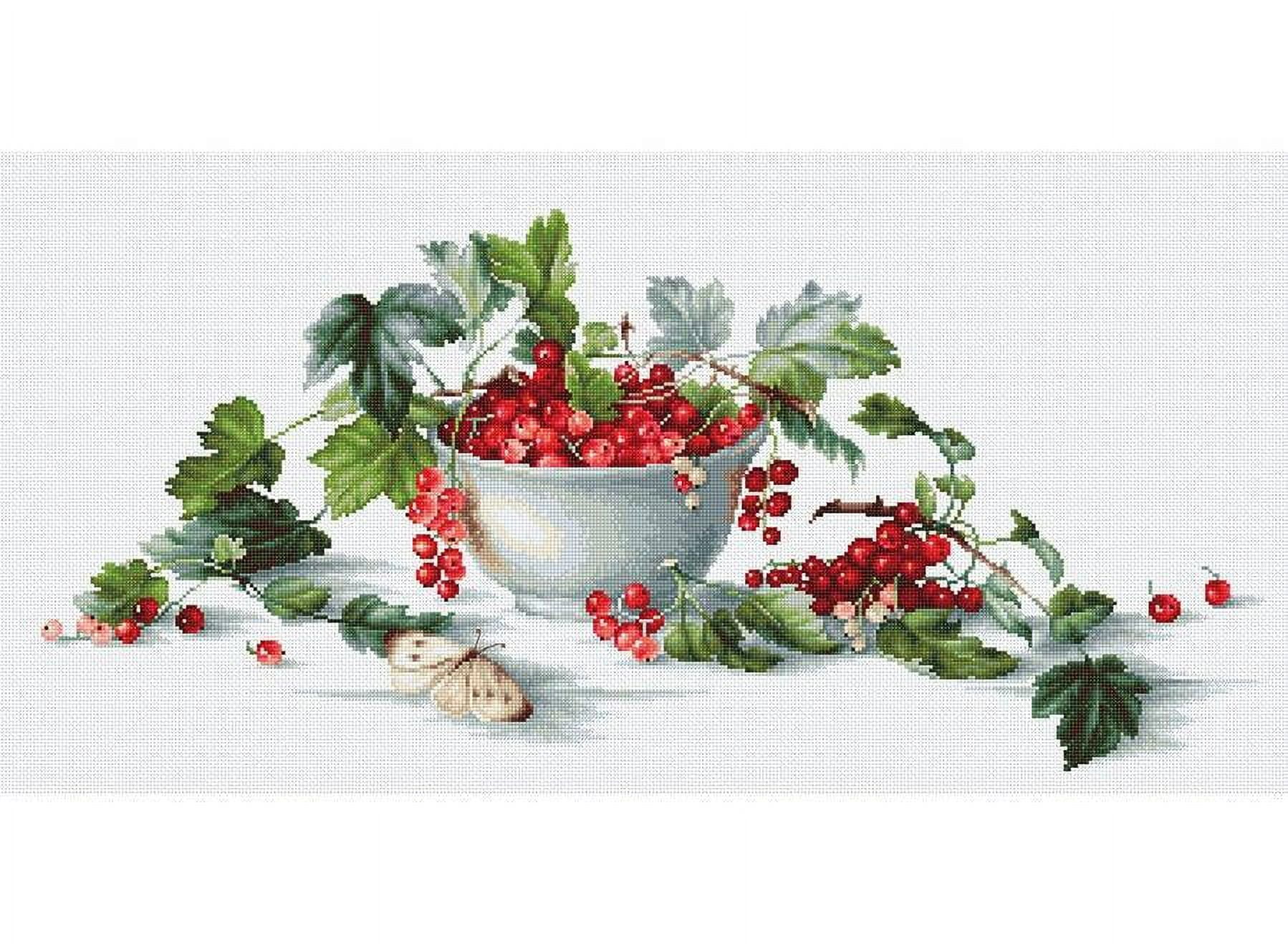 Counted Cross-Stitch Kit Red Currants B2260L Needlework Easy Small Green Red Berry By Luca-S Canvas Cotton