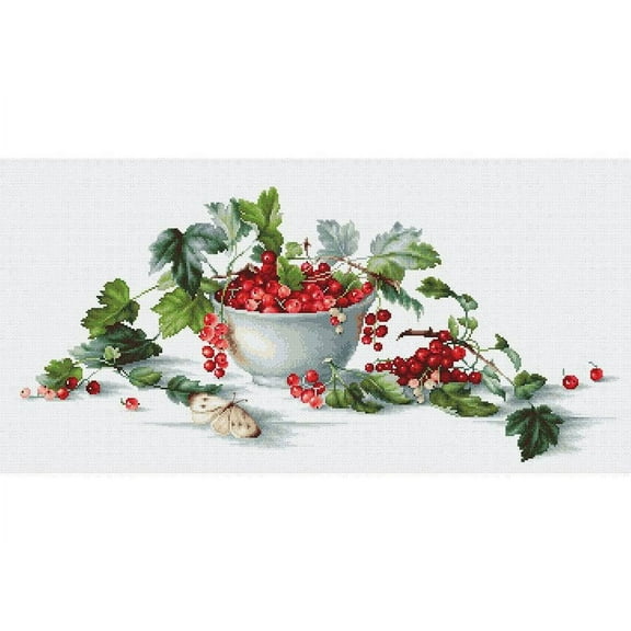 Counted Cross-Stitch Kit Red Currants B2260L Needlework Easy Small Green Red Berry By Luca-S Canvas Cotton
