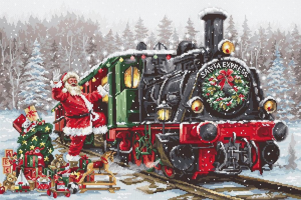 Counted Cross-Stitch Kit Santa's Express B2397L Needlework Bu Luca-S Train Christmas Canvas Cotton