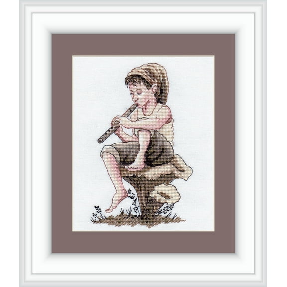 Counted Cross-Stitch Kit Shepherd Boy MN-42 Needlework By NeoCraft Gray Embroidery Canvas Cotton