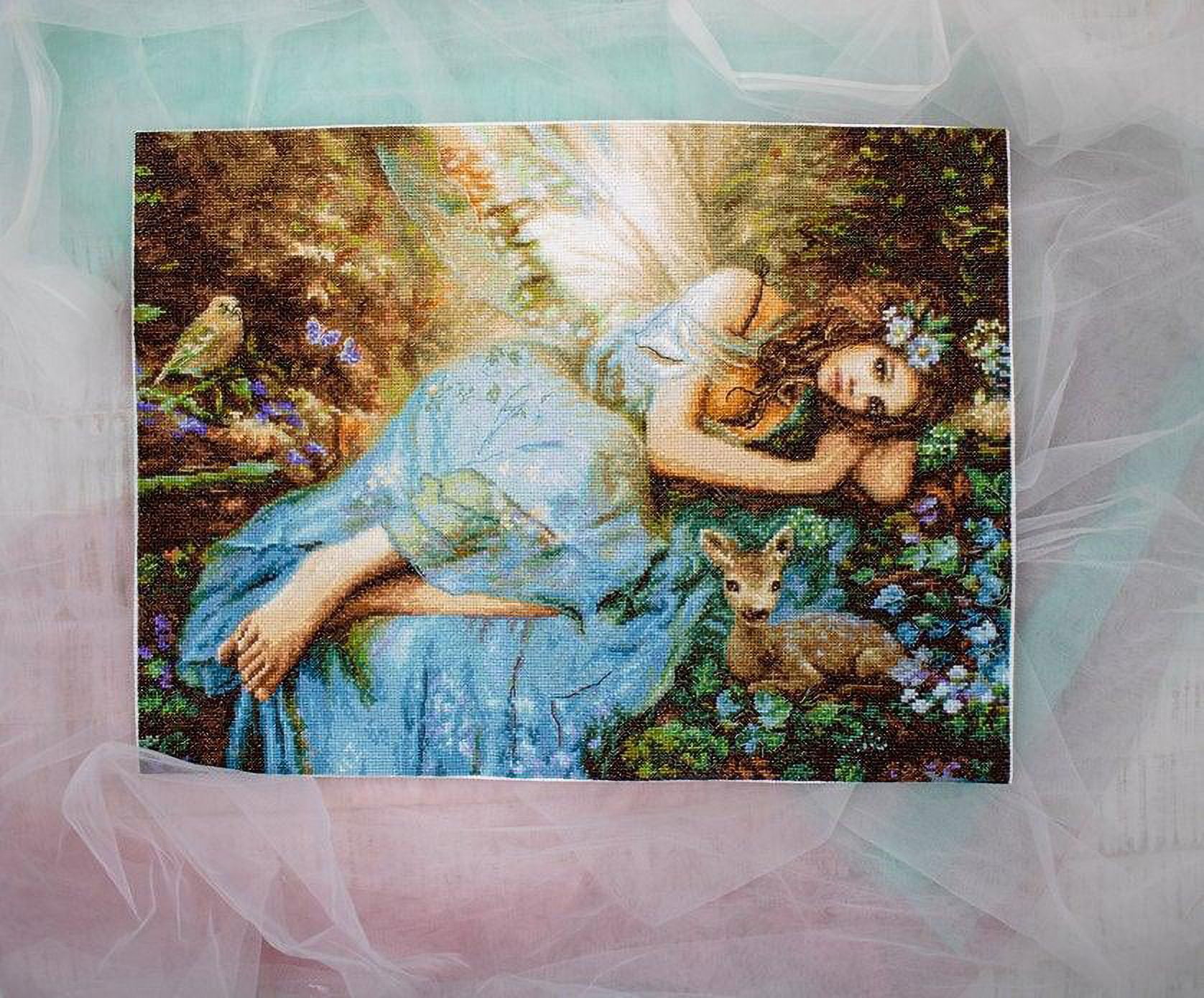 Counted Cross Stitch Kit Spring Fairy Leti960 By LetiStitch Needlework Blue Girl Canvas Cotton Flower