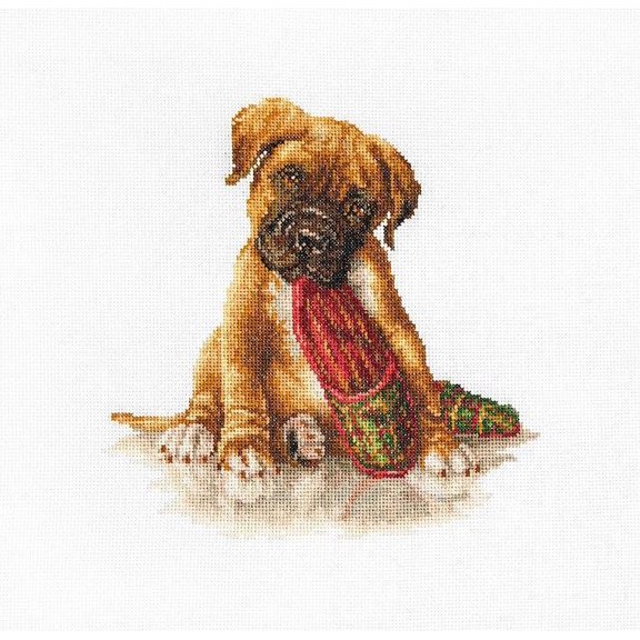 Counted Cross-Stitch Kit The Boxer B2338 Needlework Brown By Luca-S Easy Dog Animal
