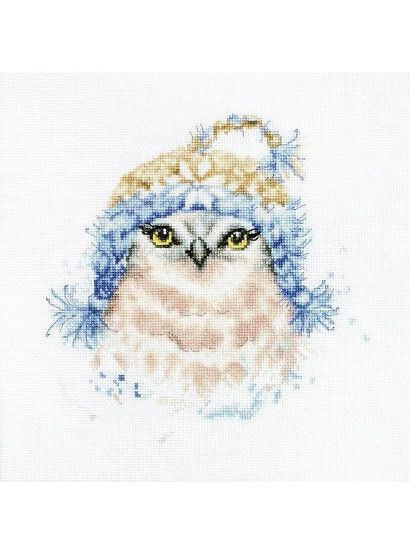 Counted Cross-Stitch Kit The Owl B2306 Needlework Easy Small Bird Blue White By Luca-S Canvas Cotton Embroidery