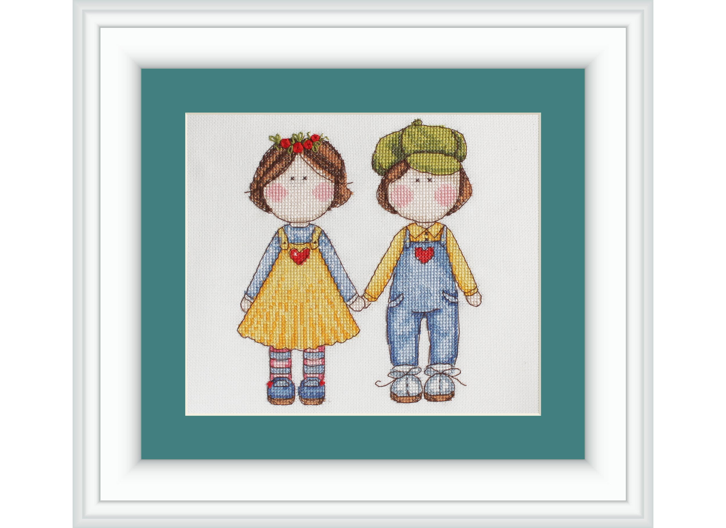 Counted Cross-Stitch Kit Twins GR-06 Needlework By NeoCraft People Easy Small Yellow Cotton Canvas