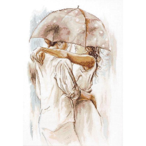Counted Cross-Stitch Kit Under Umbrella B2293 Needlework White Brown People By Luca-S