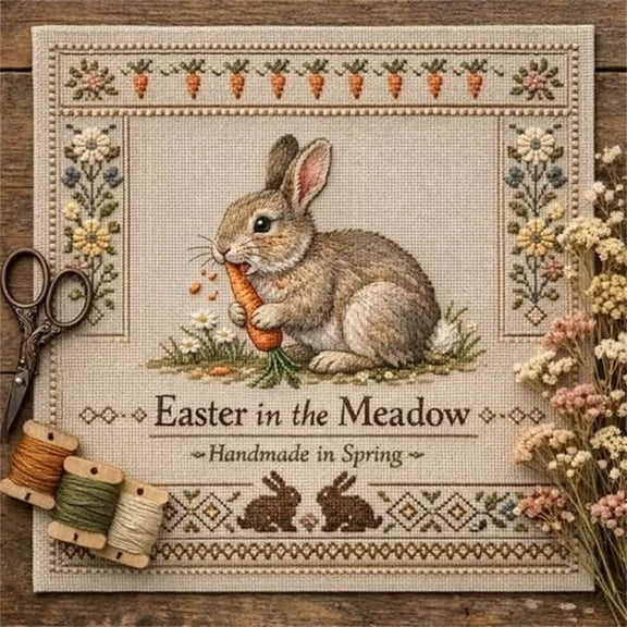 Counted Cross Stitch Kit for Beginners - Detailed Embroidery Craft Set with Durable Threads & Fabric, Complete Kit for Adults, Perfect Artistic Gift