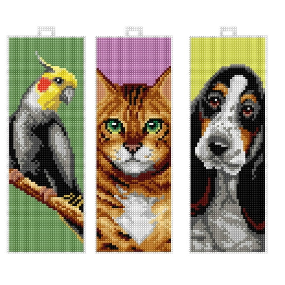 Counted cross stitch kit with plastic canvas "Animals" set of 3 designs 7896