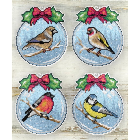 Counted cross stitch kit with plastic canvas "Birds" set of 4 designs 7685