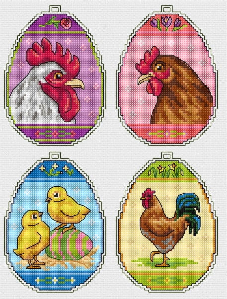Counted cross stitch kit with plastic canvas "Easter eggs" set of 4 designs 7677