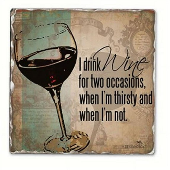 Counter Art CART11877 I Drink Wine Single Tumbled Tile Coaster