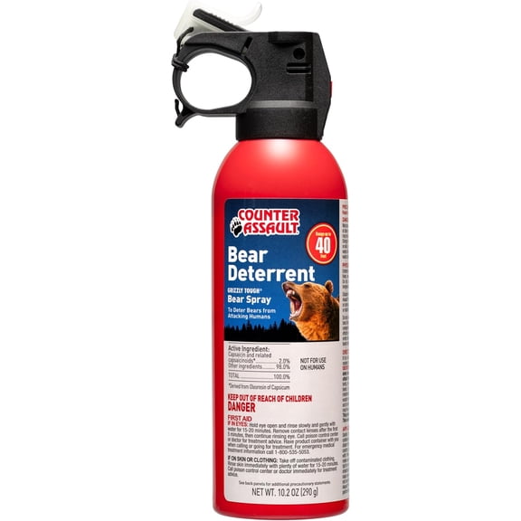 Counter Assault Bear Spray - Bears, Mountain Lions, Coyotes - Long-Range 40ft Distance - Pepper Spray Safety Gear for Hiking & Camping Protection - 2% Capsaicin - 10.2 oz