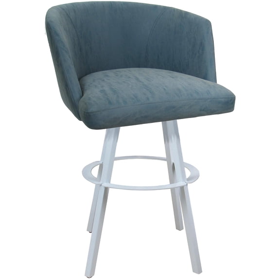 Counter Bar Stool Swivel Metal 26" Seat - Joey - Blue Vinyl - White