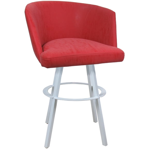 Counter Bar Stool Swivel Metal 26" Seat - Joey - Ruby Vinyl Red - White
