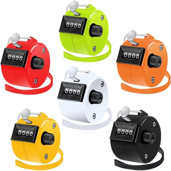 Counter Clicker 4-Digit Number Clicker Counter with Nylon Lanyard Mechanical Hand Tally Counter Pitch Counter Count Clicker for Coaching Knitting Golf School Sports Events Office