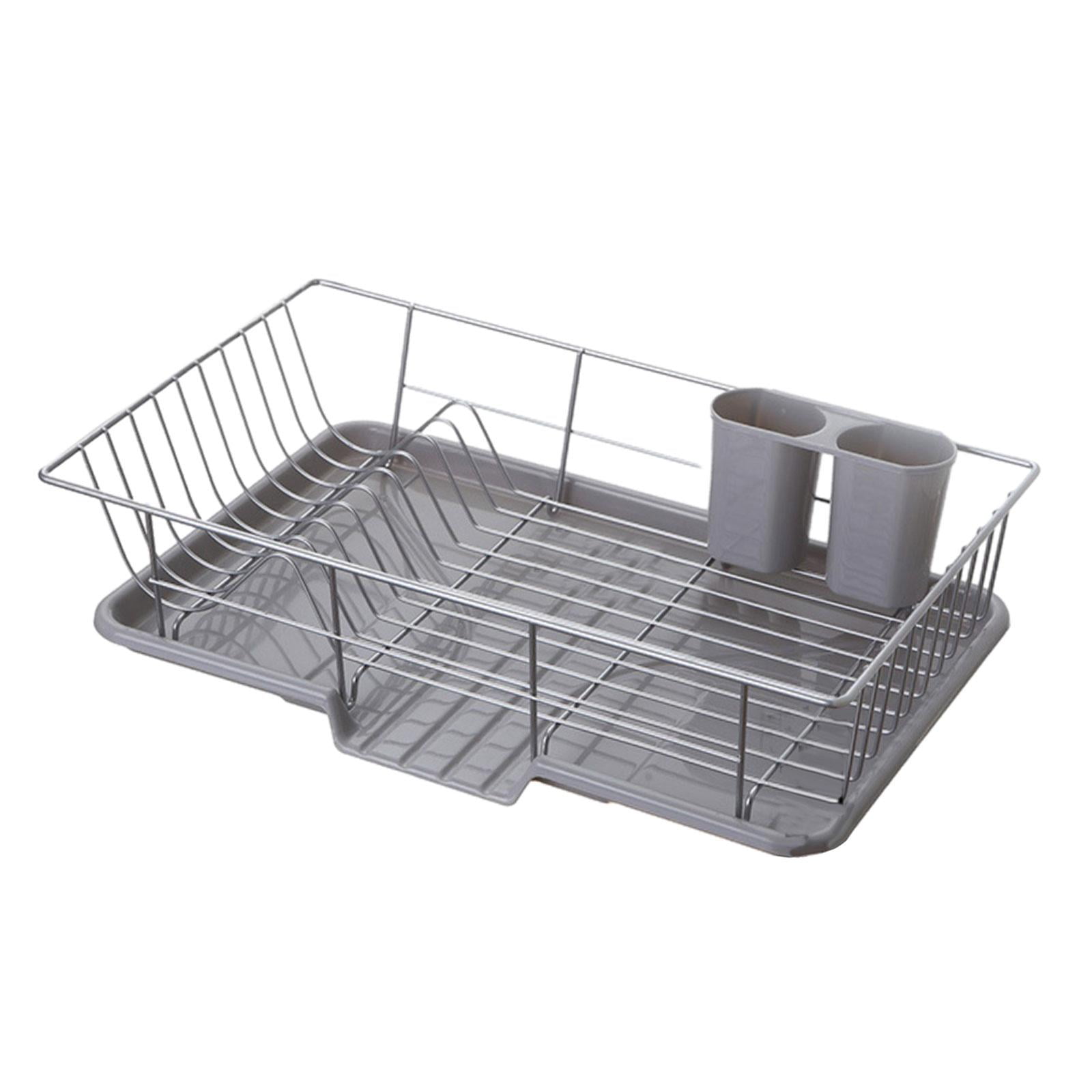 Addis Grey Plastic Dish Drainer Rack With Drying Pegs - 38x33.5x5cm, Compact