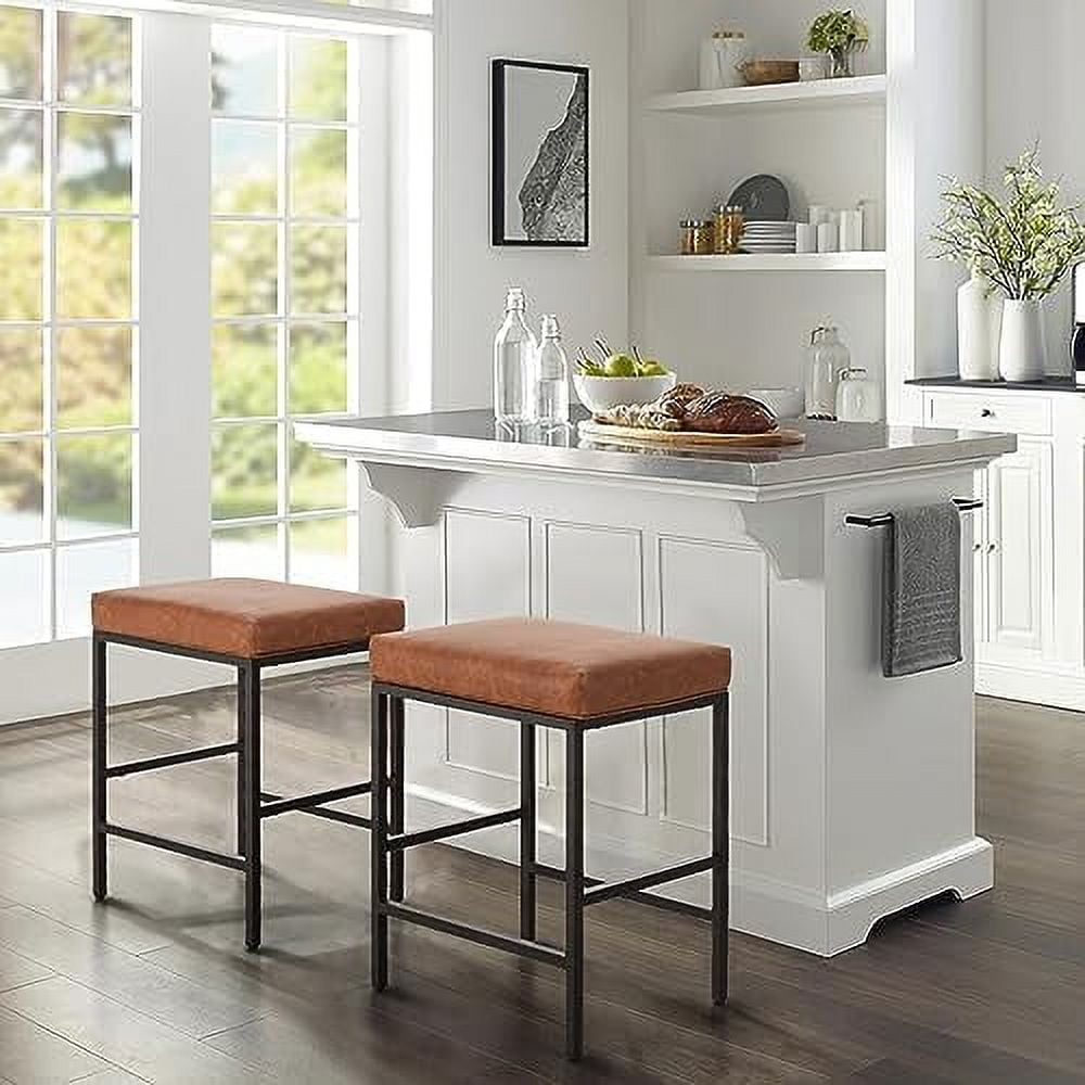 Counter Height 24 Stools Set of 4 for Kitchen Counter Backless Modern Barstools Industrial Upholstered Fabric Stools Farmhouse Island Chairs Support 330 LBS Grey 4pcs Walmart