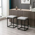 thumbnail image 1 of Counter Height 24" Bar Stools Set of 2 for Kitchen Counter Backless Modern Barstools Industrial Upholstered Faux Leather Stools Farmhouse Island Chairs,Support 330 LBS,(24 Inch, Gray), 1 of 7