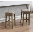 thumbnail image 1 of Counter Height 26" Bar Stools Barrel Seat with Wood Legs Pu Leather Backless Kitchen Island Chair with Thick Cushion for Kitchen Island Coffee(Gray,Set of 2), 1 of 8