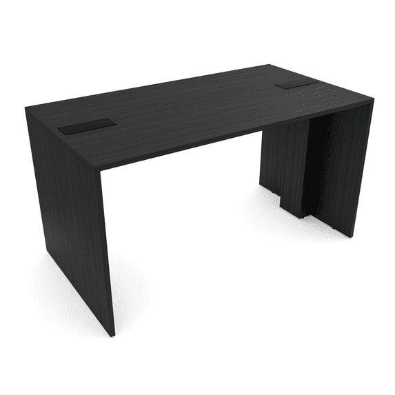 Counter Height 4 Person Sol-Mate Collaborative Table | 3x5 All Laminate Face-To-Face Table With Double Power And Data Units| Asian Night White Cypress And Black
