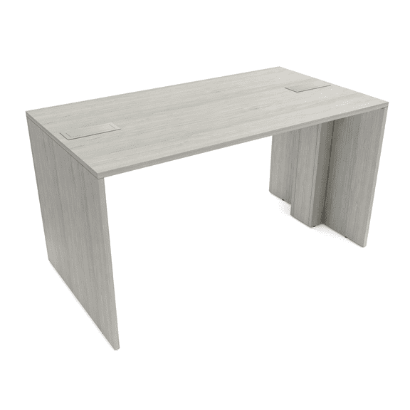 Sol-Mate Counter Height Collaboration Table | 4 Person Team Face to Face Desk | 36 x 60 All-Laminate Conference Table with Optional Power & Data | Commercial Office Desk - Lakeland Salt/Silver