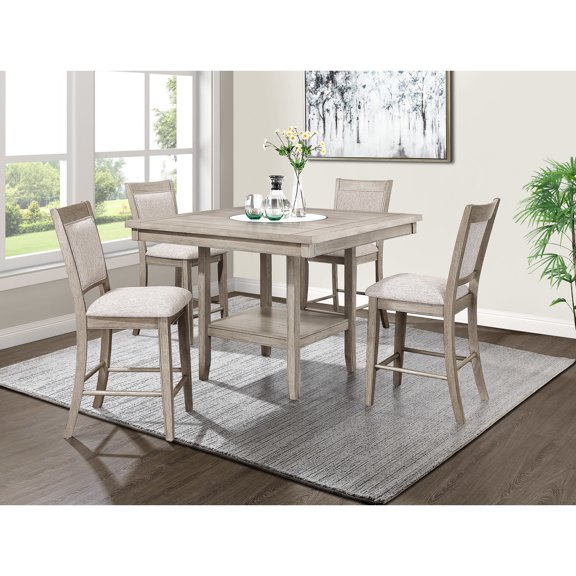 Counter Height 5 - Piece Dining Ensemble | Perfect for Entertaining Guests | Featuring Square Table and Footrest | Offers Stylish Seating