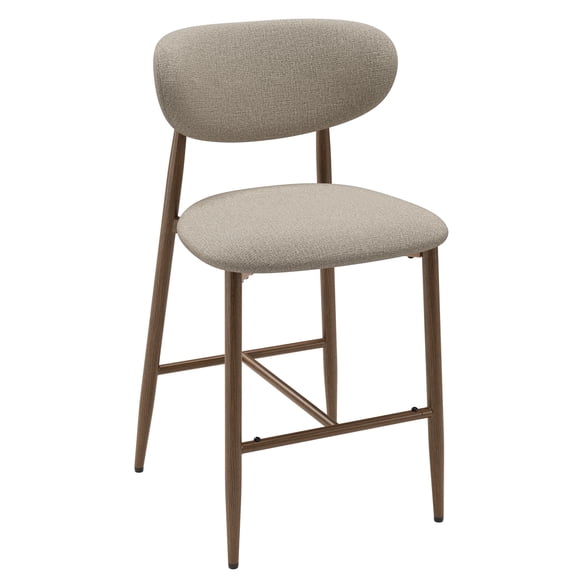 Counter Height Bar Stool Set of 1,25" Fabric Upholstered with Cross Support Metal Frame for Kitchen Island, Home Use, Camel