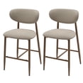 thumbnail image 1 of Counter Height Bar Stool Set of 2,25" Fabric Upholstered with Cross Support Metal Frame for Kitchen Island, Home Use, Camel, 1 of 8