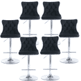 thumbnail image 1 of Counter Height Bar Stools from 25-33 Inch, Swivel Barstools with High Back, Button Tufted and Nailheads Trim, Velvet Upholstered Bar Chairs for Kitchen Dining Room (Black with Silver Base,Set of 6), 1 of 9